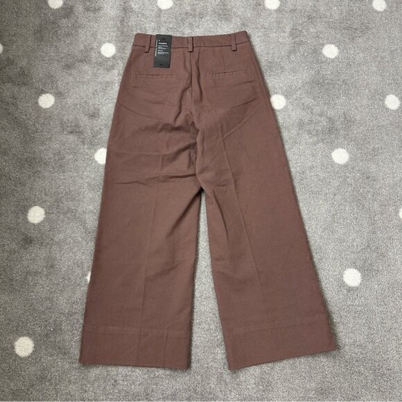 NWT Frank And Oak Josephine Cropped Pant, Brown, Wide Leg - Picture 10 of 11